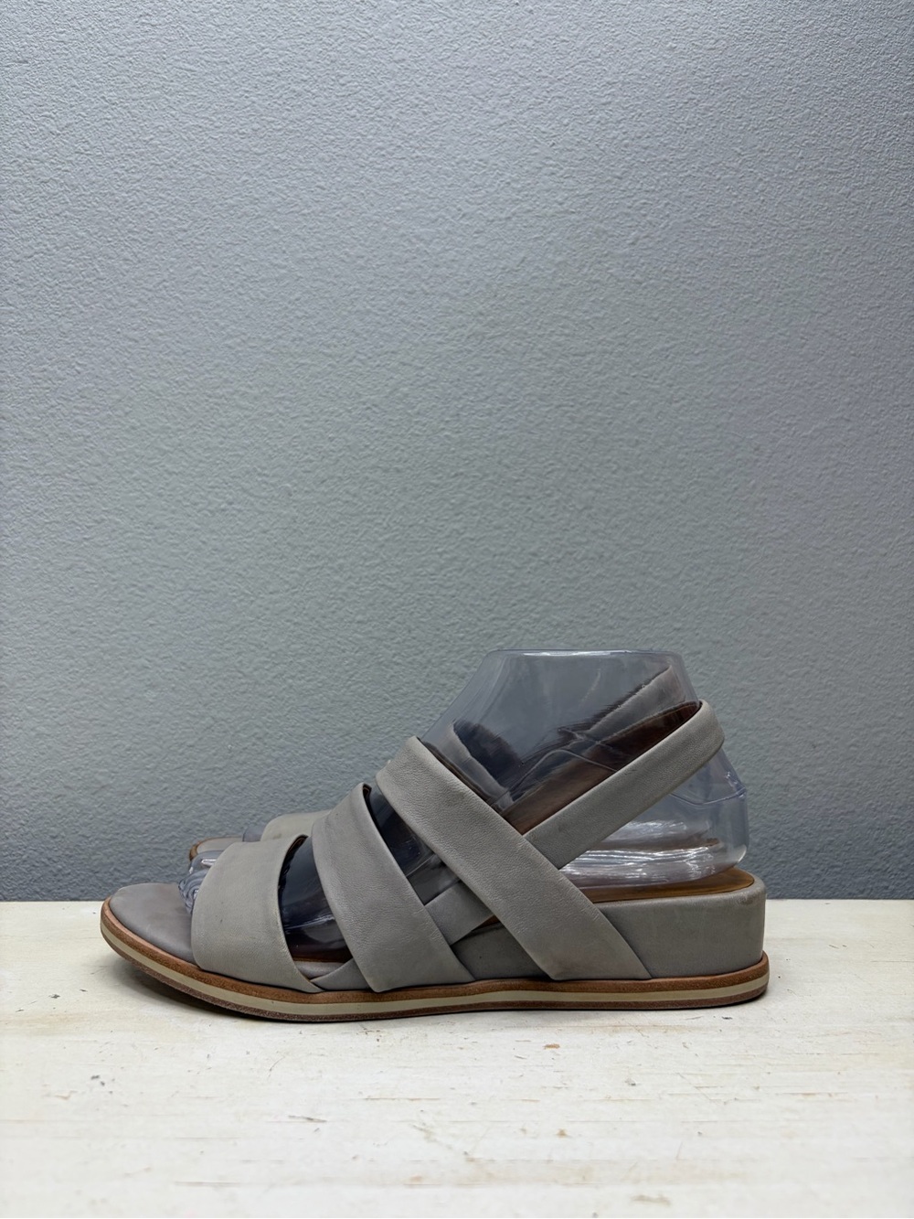 Coclico Grey Leather Cherie Strap Sandals Size 39